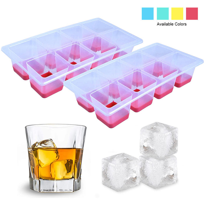 2 Jumbo Silicone Ice Cube Tray Whiskey Large Mold Red Party Bar Cocktails Drink