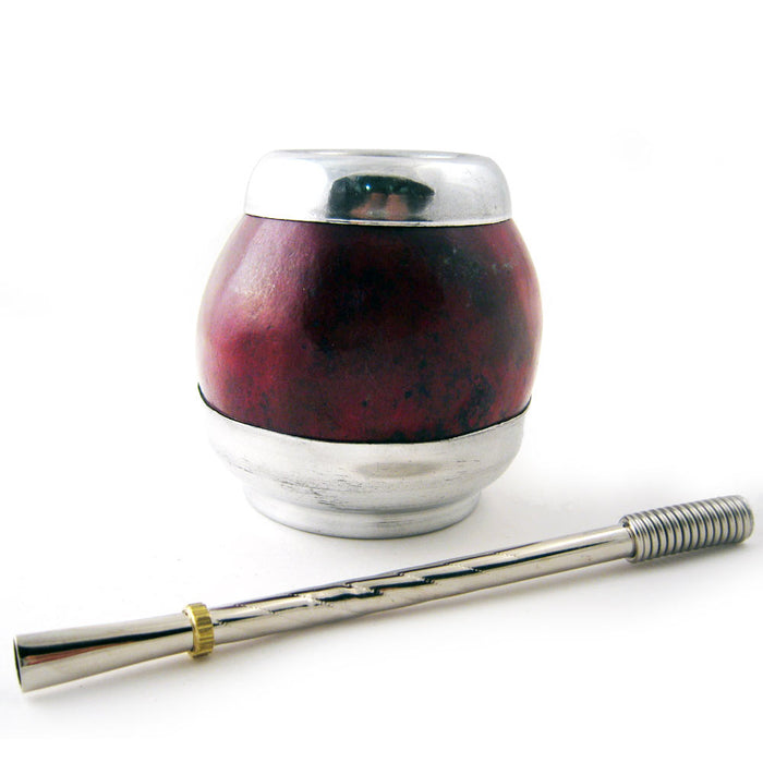 ARGENTINA MATE GOURD YERBA TEA CUP WITH STRAW BOMBILLA HANDMADE DETOX DRINK 0880