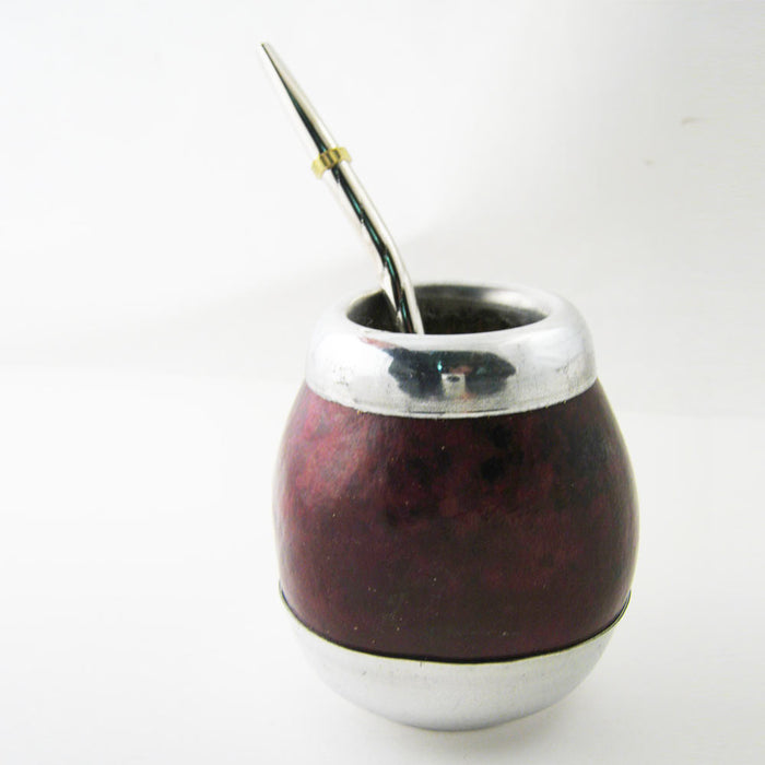 ARGENTINA MATE GOURD YERBA TEA CUP WITH STRAW BOMBILLA HANDMADE DETOX DRINK 0880