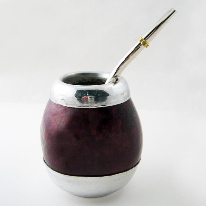 ARGENTINA MATE GOURD YERBA TEA CUP WITH STRAW BOMBILLA HANDMADE DETOX DRINK 0880
