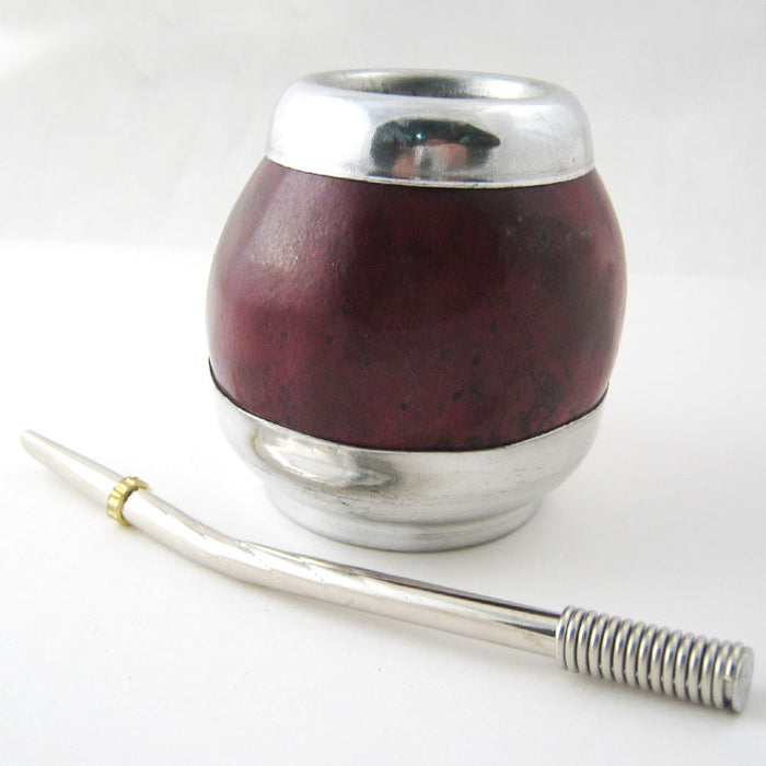 ARGENTINA MATE GOURD YERBA TEA CUP WITH STRAW BOMBILLA HANDMADE DETOX DRINK 0880