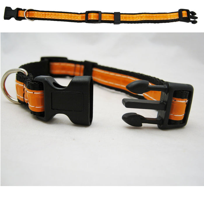 Reflective Dog Collar Safety Nylon Collars For Pet Dogs Puppy Buckle 10"-16" New