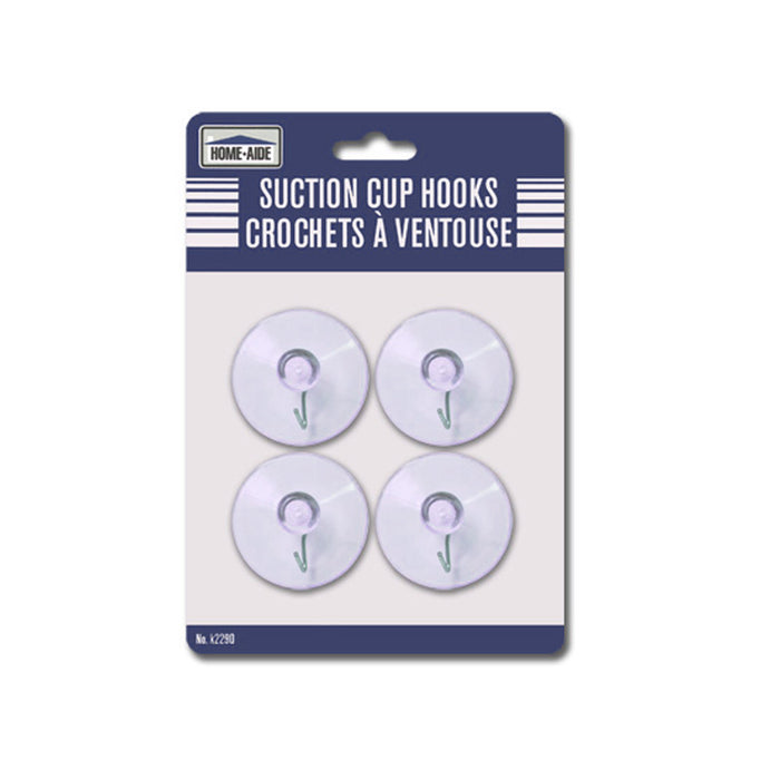 4 Suction Cups Plastic Hooks Hanger Clear Wall Bathroom Kitchen Crafts 1 1/2" D