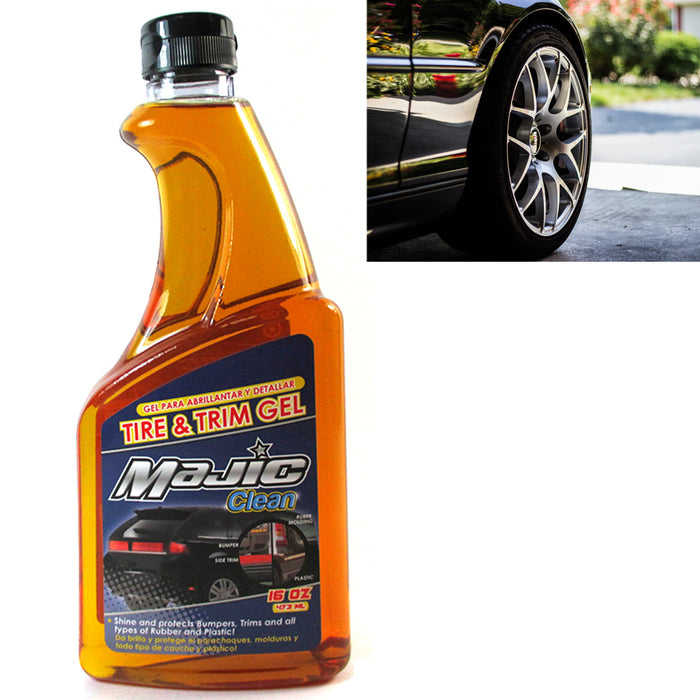 Tire Trim Shine Gel Polish Plastic Rubber Wipe Cleaning Auto Car Wheels 16oz New