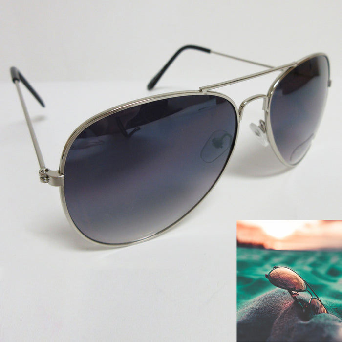 Mens Pilot Sunglasses Womens Vintage Shades Retro Silver Frame Eyewear Unisex