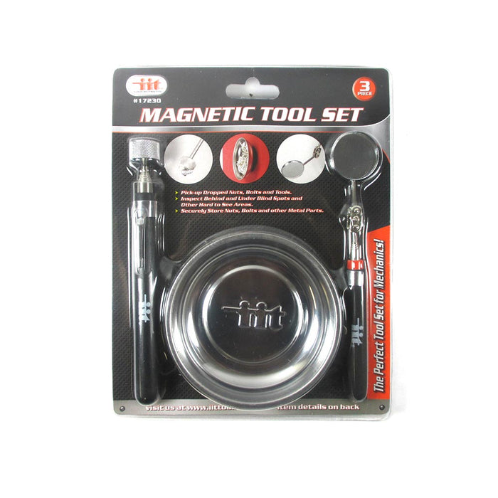 Telescoping Magnetic Pick Up Tool 3-Piece Set Adjustable Inspection Mirror Tray