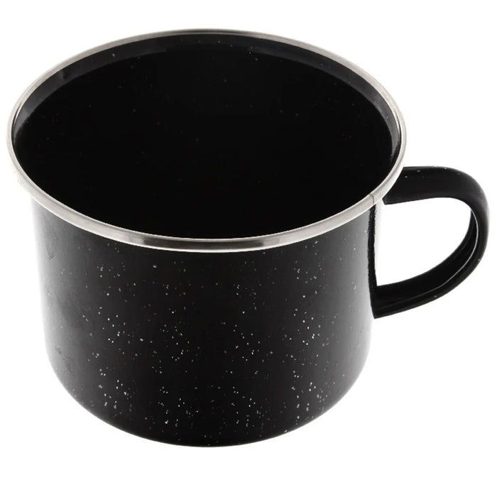 2 Travel Camping Mug Black Enamel Metal Cup Drinking Coffee Bear Tea Hiking 16oz