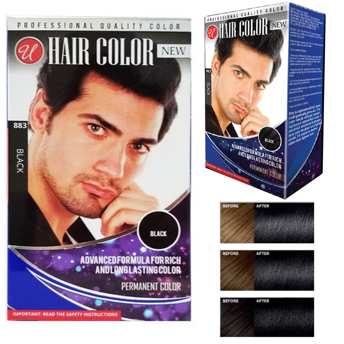 2 Pk Men's Professional Black Hair Dye Color Beard Permanent Colour in 5 Minutes