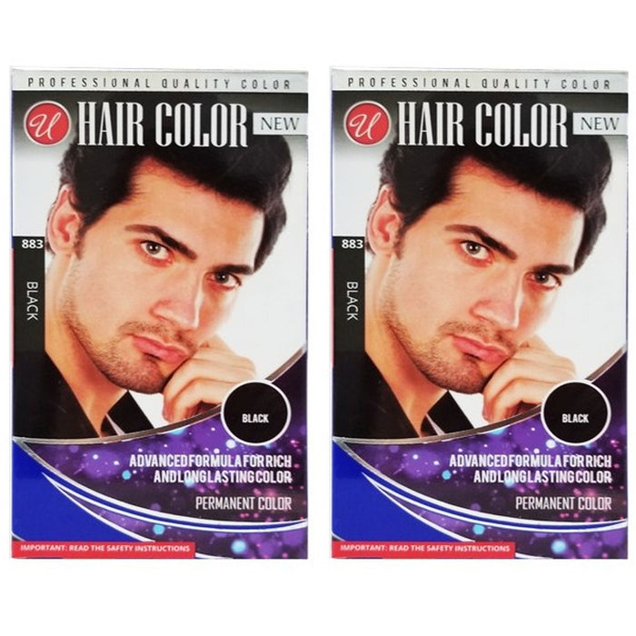 2 Pk Men's Professional Black Hair Dye Color Beard Permanent Colour in 5 Minutes