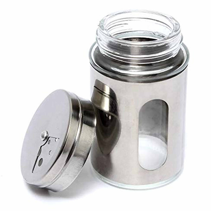 2.70 Oz Salt and Pepper Shaker Set Sleek Stainless Steel Metal Design 3.14X1.87