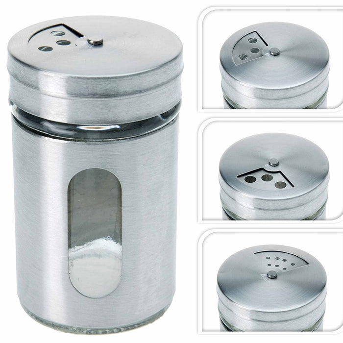 6 Pc Stainless Steel Shaker Seasoning Spice Jar Condiment Salt Pepper Organizer