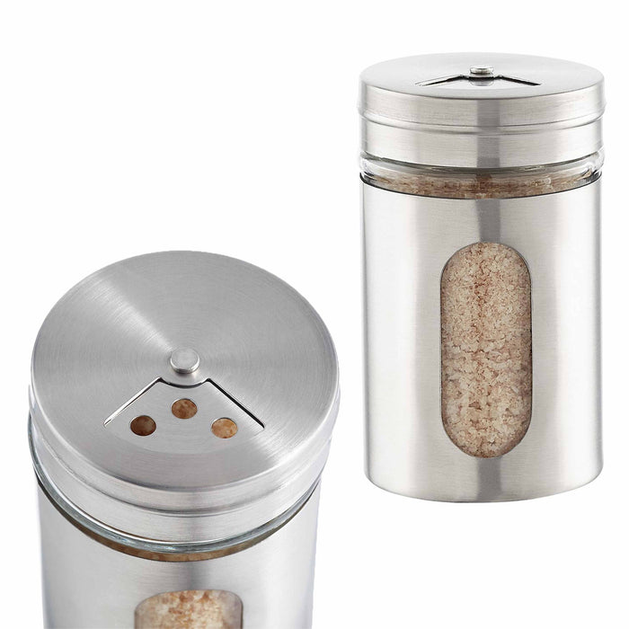 2.70 Oz Salt and Pepper Shaker Set Sleek Stainless Steel Metal Design 3.14X1.87