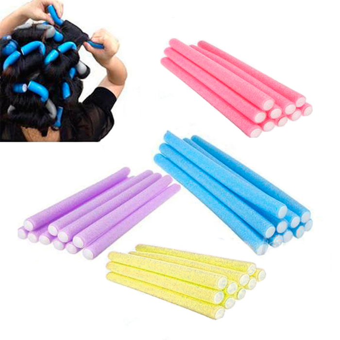 20 Pc Hair Curler Makers Soft Foam Rollers Bendy Twist Curls Tool DIY Styling !