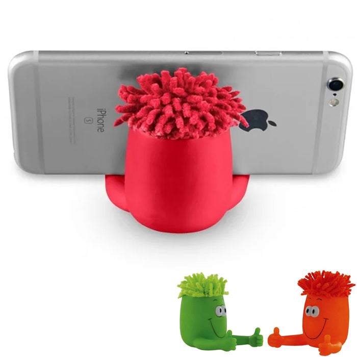 2 PC Cell Phone Stand Mop Topper Squeeze Stress Reliever Universal Mobile Holder