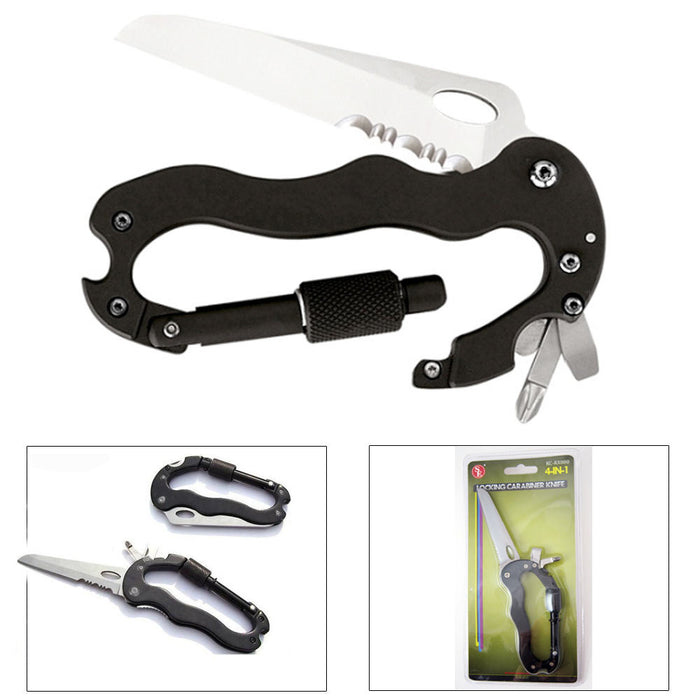 Multi Function Hiking Rock Climbing Survival Gear Screwgate Carabiner Knife New