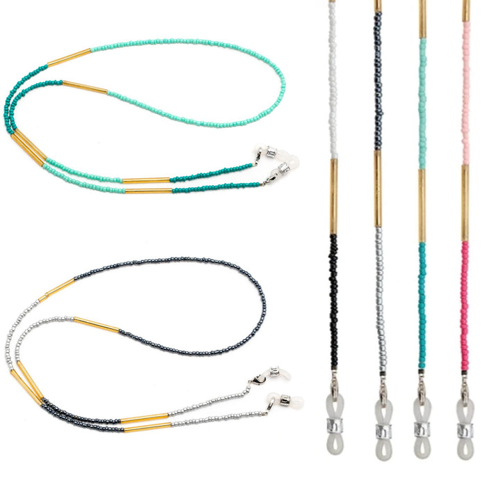 2X Beaded Eyeglass Neck Gold Retainer Strap Eyewear Sunglass Chain Mask Holder