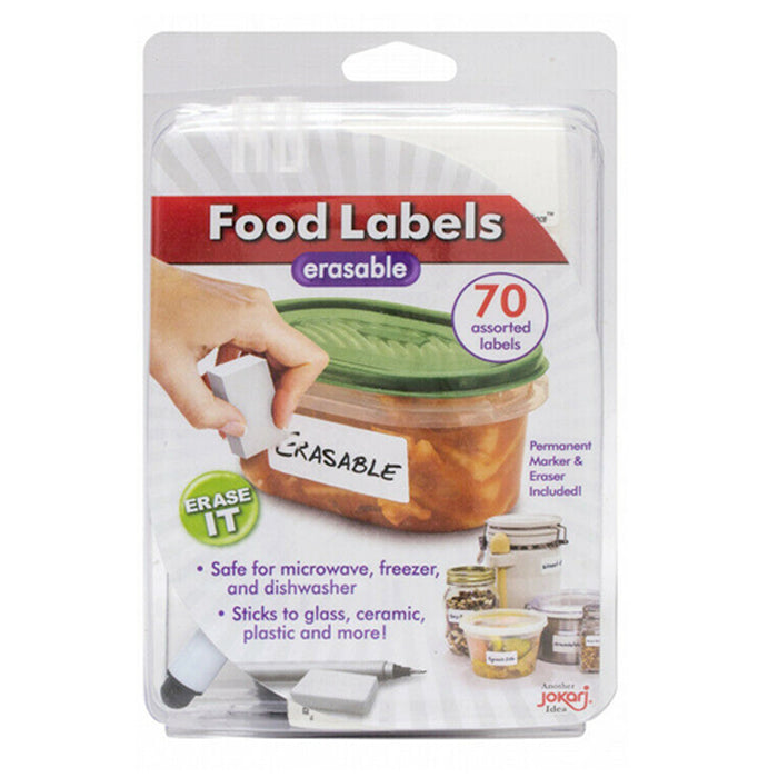 70 Assorted Size Erasable Food Labels with Permanent Marker Eraser Meal Prep