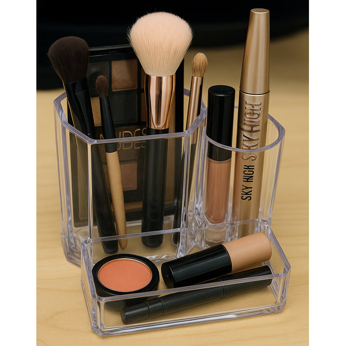 2pk Acrylic Makeup Brush Organizer Lipstick Holder Clear Brush Storage Cup Bath
