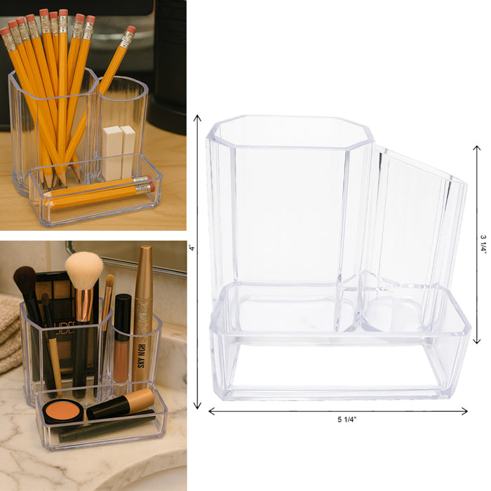 2pk Acrylic Makeup Brush Organizer Lipstick Holder Clear Brush Storage Cup Bath
