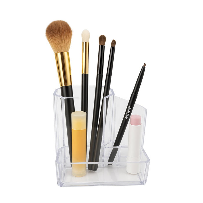 2pk Acrylic Makeup Brush Organizer Lipstick Holder Clear Brush Storage Cup Bath