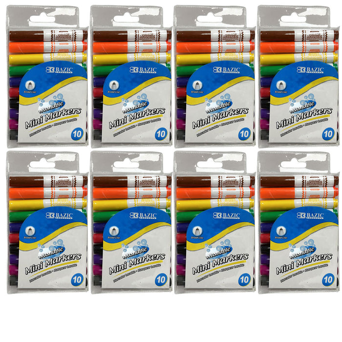 80 Mini Washable Markers 8 Pack Non-Toxic Kid Classroom Bulk Art Supply Set Gift
