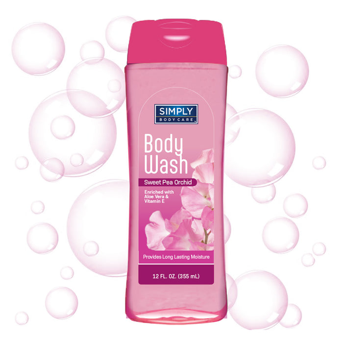 1 Moisturizing Body Wash Sweet Pea Orchid 12oz Shower Gel Vitamin E Soap-Free