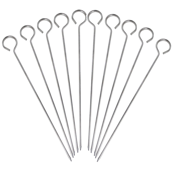10 Pc Metal BBQ Skewers 9.8"L Stainless Steel Cooking Barbecue Kebab Grill Stick
