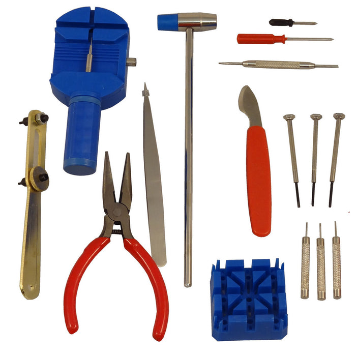 16 Pc Watch Repair Tool Kit Pin Strap Link Remover Back Case Opener Watchmaker !