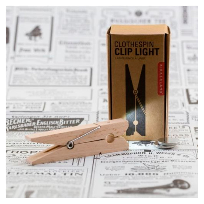 Kikkerland Reading Book Light Clothespin Clothes Peg Clip On Tablet Travel Gift