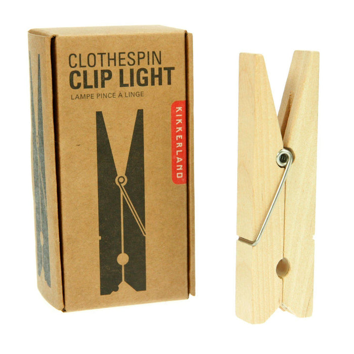 Kikkerland Reading Book Light Clothespin Clothes Peg Clip On Tablet Travel Gift