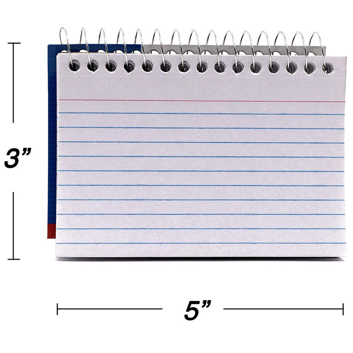 2pc Spiral Bound Index Cards White 3" X 5" Ruled Front 50 Sheets Office School