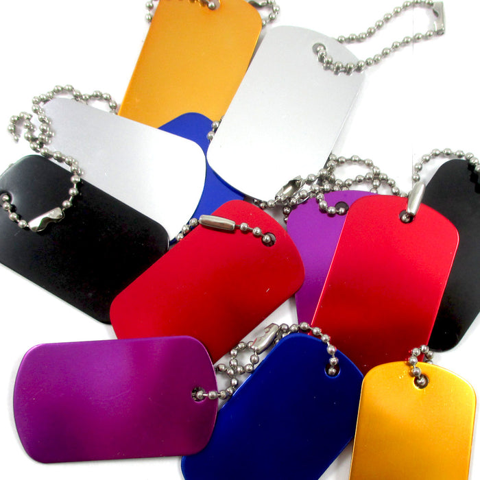 12PC Colorful Stamping Blanks Anodized Aluminum Pet ID Tag Engraved Personalized