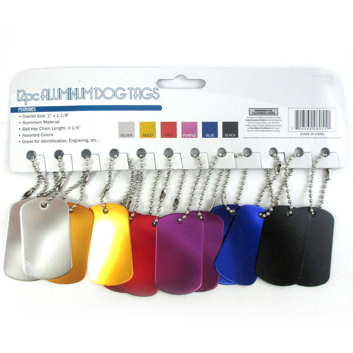 24 Military GI Dog Tags Anodized Aluminum Engravable Blanks Wholesale Chain New