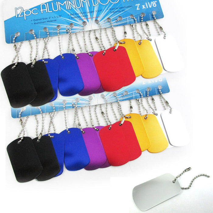 24 Military GI Dog Tags Anodized Aluminum Engravable Blanks Wholesale Chain New