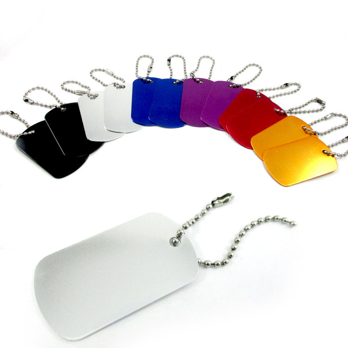 96 Military GI Dog Tags Anodized Aluminum Engravable Blanks Wholesale Chain New