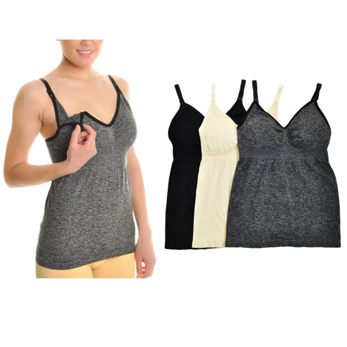 3 Nursing Shirt Breastfeeding Tank Tops Maternity Bra Build In Pads Camis L XL