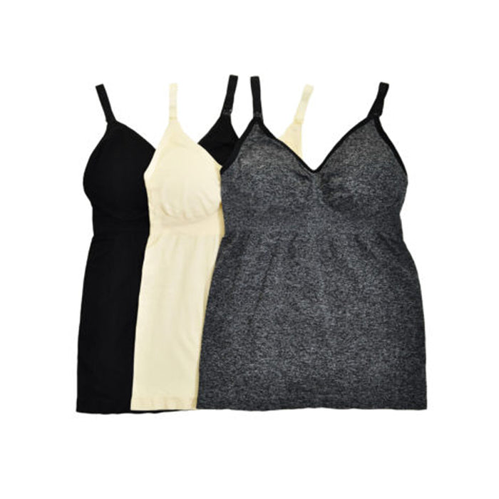 3 Nursing Shirt Breastfeeding Tank Tops Maternity Bra Build In Pads Camis L XL