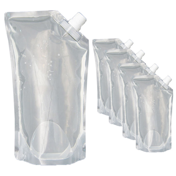 5 Pk Survival Water Pouch Bottles Camping Flexible Collapsible Reusable BPA Free