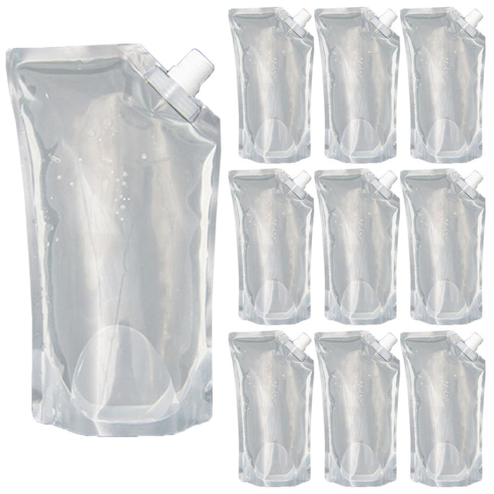 10 Collapsible Water Bottles Pouch Flask BPA Free Camping Survival Hiking Picnic