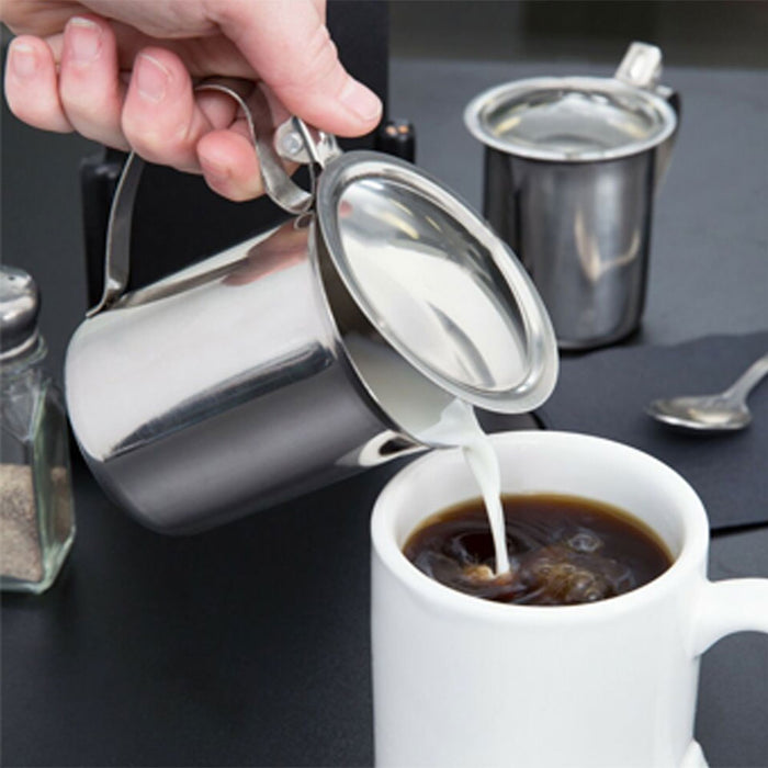 2 Stainless Steel Teapot Coffee Creamer Server Cup Pitcher Lid Cover Carafe 10oz
