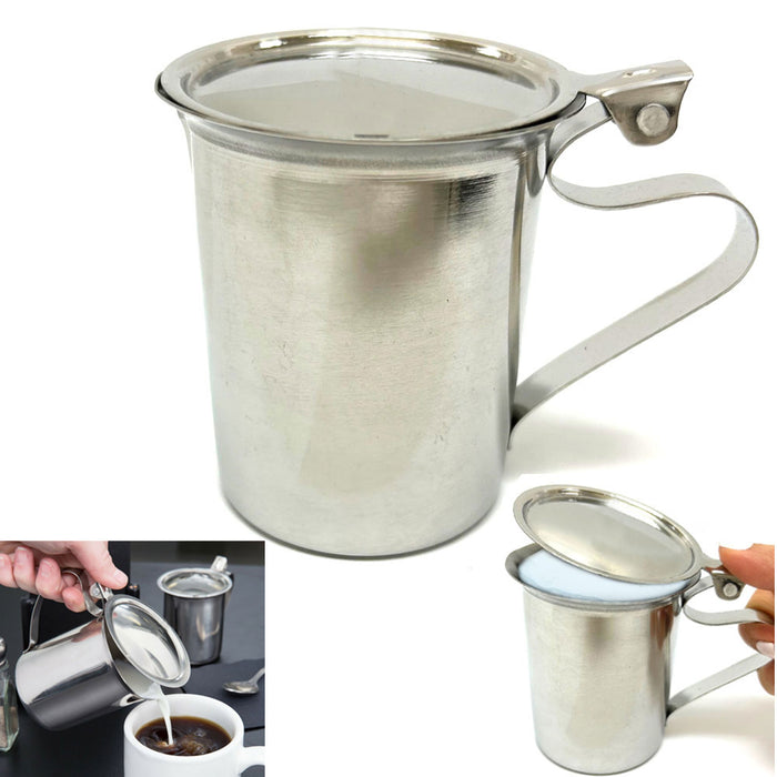 2 Stainless Steel Teapot Coffee Creamer Server Cup Pitcher Lid Cover Carafe 10oz