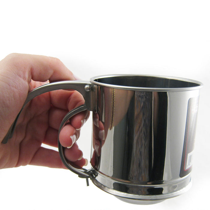 Stainless Steel Flour Sifter Sugar Handle Baking Bake 1 Cup Kitchen Chef Utensil