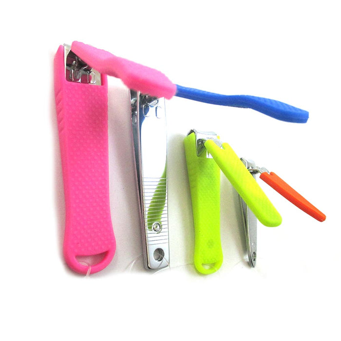 4 Pc Nail Clipper Set Women Manicure Pedi Rubber Grooming Cutter Trimmer Toenail