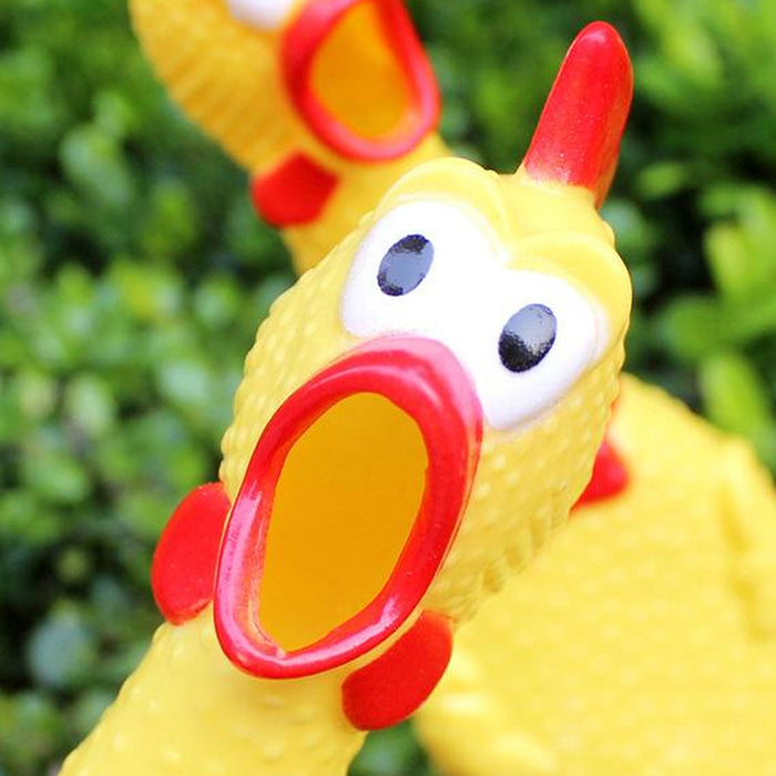 3PCS Rubber Chicken Squeeze Squeak Pet Dog Puppy Shrilling Chew Toy Yellow Funny