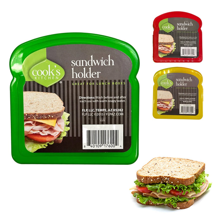 2 Sandwich Holder Container Keeper Lunch Box Snack Food Storage Hinged Reusable