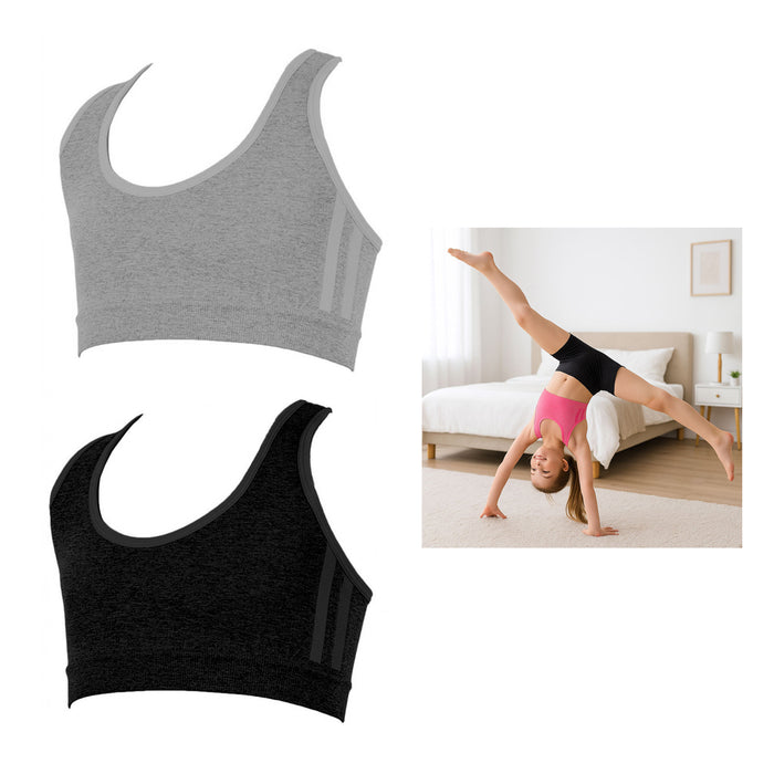 5 Girl Seamless Sport Bra Crop Top Training Junior Underwear Racerback Stretch S
