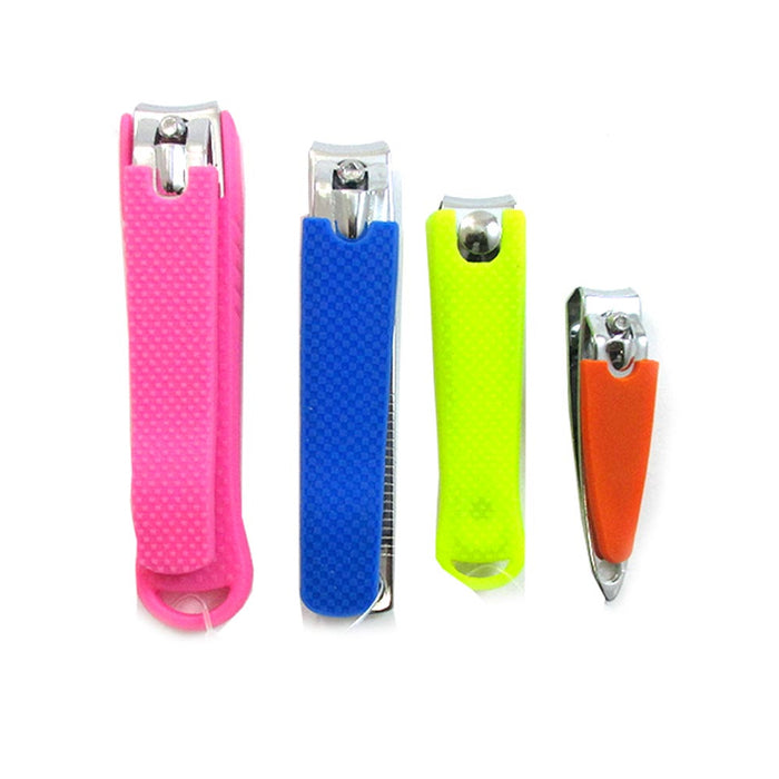 4 Pc Nail Clipper Set Women Manicure Pedi Rubber Grooming Cutter Trimmer Toenail
