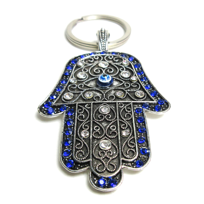 Hamsa Keychain Turkish Evil Eye Womens Mens Lucky Charm Protection Blessing Gift