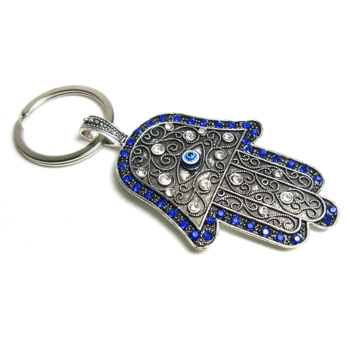 Hamsa Keychain Turkish Evil Eye Womens Mens Lucky Charm Protection Blessing Gift