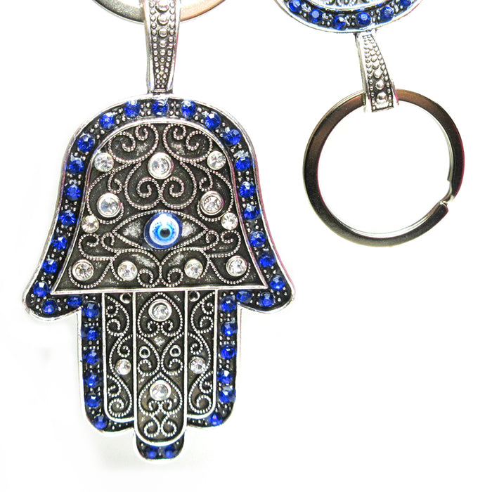 Hamsa Keychain Turkish Evil Eye Womens Mens Lucky Charm Protection Blessing Gift